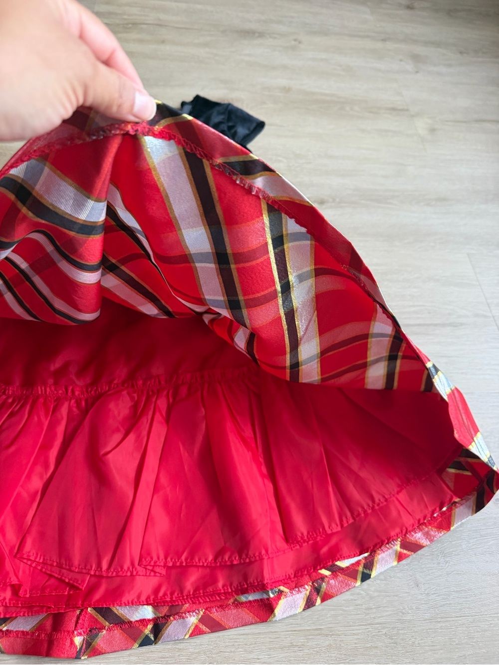 Bonnie Jean Black Velvet And Red Plaid Dress Size 14 Holiday Party - Picture 5 of 7
